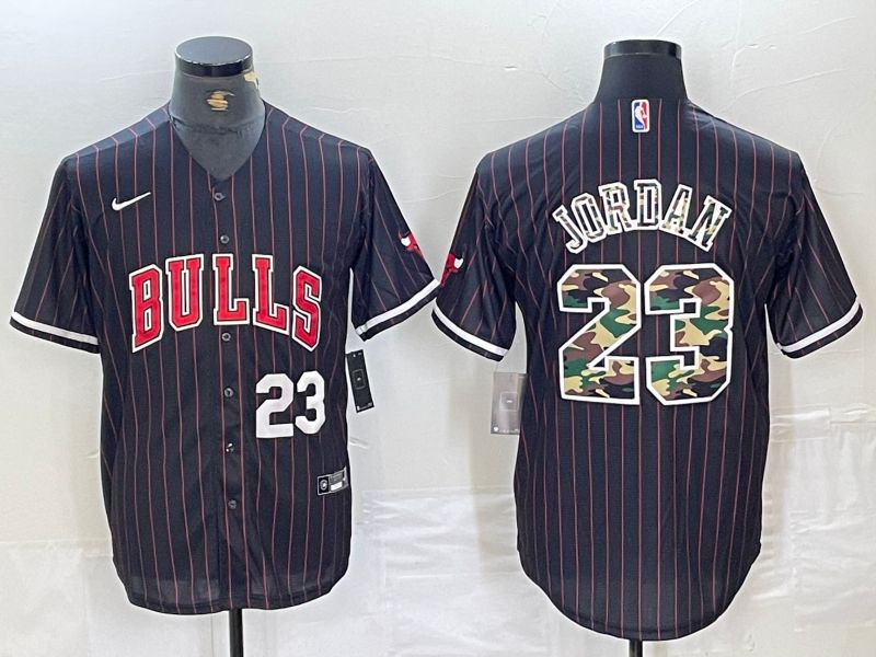 Men Chicago Bulls 23 Jordan Black stripe Jointly 2024 Nike NBA Jersey style 5